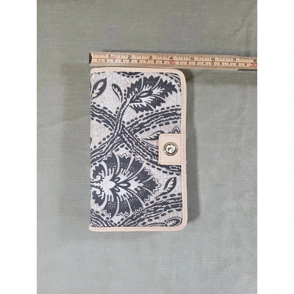 Spartina 449 Bellinger Daufuskie Island Linen Leather Wallet Black Cream Floral - Picture 5 of 7